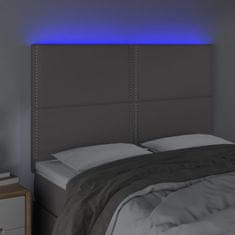 Greatstore Čelo postele s LED šedé 144x5x118/128 cm umělá kůže