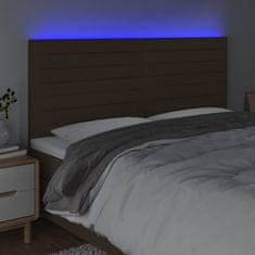 Greatstore Čelo postele s LED tmavě hnědá 200x5x118/128 cm textil