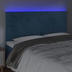 Greatstore Čelo postele s LED tmavě modré 180x5x118/128 cm samet