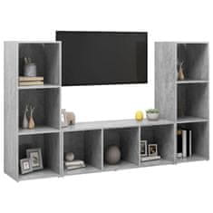 Greatstore TV skříňky 3 ks betonově šedé 107 x 35 x 37 cm dřevotříska