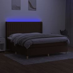 Greatstore Box spring postel s matrací a LED tmavě hnědá 160x200 cm textil