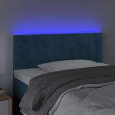 Greatstore Čelo postele s LED tmavě modré 100x5x78/88 cm samet