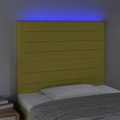 Vidaxl Čelo postele s LED zelené 80x5x118/128 cm textil