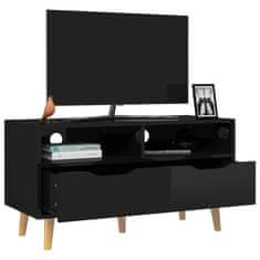 Greatstore TV skříňka černá s vysokým leskem 90 x 40 x 48,5 cm dřevotříska