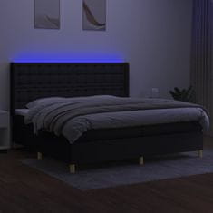 Greatstore Box spring postel s matrací a LED černá 200x200 cm textil