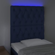 Greatstore Čelo postele s LED modré 80x7x118/128 cm textil