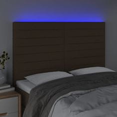 Greatstore Čelo postele s LED tmavě hnědé 144x5x118/128 cm textil