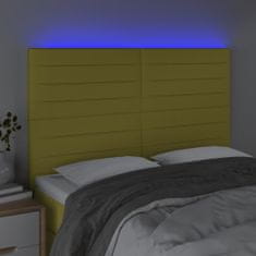 Greatstore Čelo postele s LED zelené 144x5x118/128 cm textil