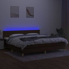 Greatstore Box spring postel s matrací a LED tmavě hnědá 200x200 cm textil