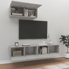 Greatstore 3dílný set TV skříněk betonově šedý kompozitní dřevo