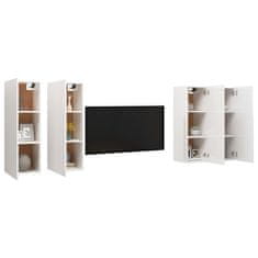 Greatstore TV skříňky 4 ks bílé s vysokým leskem 30,5x30x90 cm dřevotříska