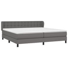 Greatstore Box spring postel s matrací šedá 200x200 cm umělá kůže