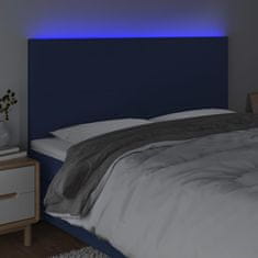 Greatstore Čelo postele s LED modrá 200x5x118/128 cm textil