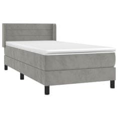 Greatstore Box spring postel s matrací světle šedá 90x200 cm samet