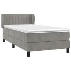 Greatstore Box spring postel s matrací světle šedá 90x200 cm samet