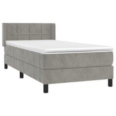 Greatstore Box spring postel s matrací světle šedá 90x200 cm samet