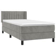 Greatstore Box spring postel s matrací světle šedá 90x200 cm samet