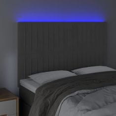 Vidaxl Čelo postele s LED tmavě šedé 144x5x118/128 cm samet