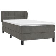 Greatstore Box spring postel s matrací tmavě šedá 90x200 cm samet