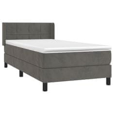 Greatstore Box spring postel s matrací tmavě šedá 90x200 cm samet