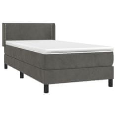 Greatstore Box spring postel s matrací tmavě šedá 90x200 cm samet