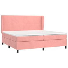 Greatstore Box spring postel s matrací růžová 200x200 cm samet