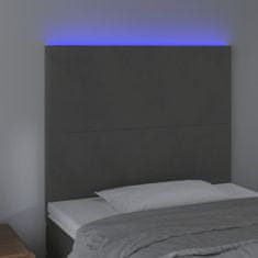 Greatstore Čelo postele s LED tmavě šedé 80x5x118/128 cm samet