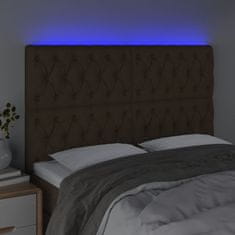 Greatstore Čelo postele s LED tmavě hnědé 144x7x118/128 cm textil