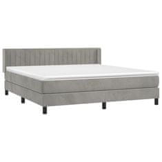 Greatstore Box spring postel s matrací světle šedá 160x200 cm samet