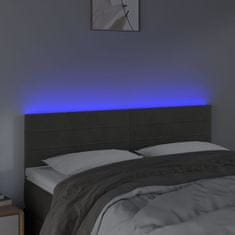 Vidaxl Čelo postele s LED tmavě šedé 144x5x78/88 cm samet