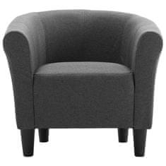 Greatstore 2dílná sada křeslo a stolička tmavě šedá textil