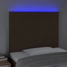 Vidaxl Čelo postele s LED tmavě hnědé 90x5x118/128 cm textil