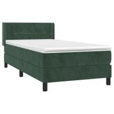 Greatstore Box spring postel s matrací tmavě zelená 90x200 cm samet