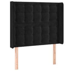 Greatstore Čelo postele s LED černé 103 x 16 x 118/128 cm samet