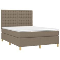 Greatstore Box spring postel s matrací a LED taupe 140x190 cm textil