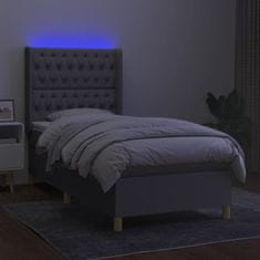 Greatstore Box spring postel s matrací a LED světle šedá 80x200 cm textil