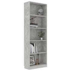 Greatstore Knihovna s 5 policemi betonově šedá 60x24x175 cm dřevotříska