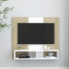 Greatstore Nástěnná TV skříňka bílá dub sonoma 102x23,5x90 cm dřevotříska