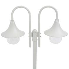 Greatstore Zahradní sloupová lampa 2 ramena E27 220 cm hliník bílá