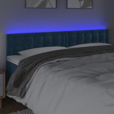 Vidaxl Čelo postele s LED tmavě modré 200x5x78/88 cm samet