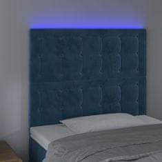 Greatstore Čelo postele s LED tmavě modré 100x5x118/128 cm samet