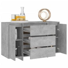 Greatstore Příborník se 3 zásuvkami betonově šedý 120x41x75 cm dřevotříska