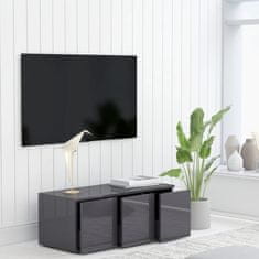 Greatstore TV stolek šedý s vysokým leskem 80 x 34 x 30 cm dřevotříska