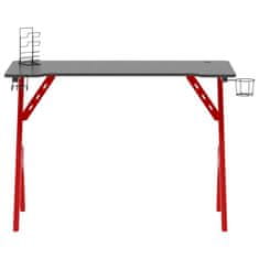 Greatstore Herní stůl s nohami ve tvaru Y černý a červený 110 x 60 x 75 cm