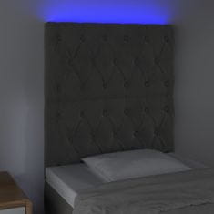 Greatstore Čelo postele s LED tmavě šedé 80x7x118/128 cm samet