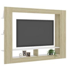 Greatstore TV stolek bílý a dub sonoma 152 x 22 x 113 cm dřevotříska