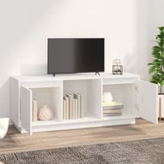 Greatstore TV skříňka bílá 110,5 x 35 x 44 cm masivní borové dřevo