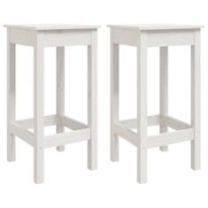 Vidaxl Barové židle 2 ks bílé 40 x 40 x 78 cm masivní borové dřevo