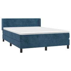 Greatstore Box spring postel s matrací tmavě modrá 140x200 cm samet