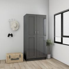 Greatstore Šatní skříň šedá s vysokým leskem 82,5x51,5x180 cm dřevotříska